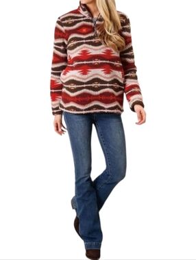 Roper Blanket Aztec Polar Fleece 1/4 Zip Pullover Jacket Medium